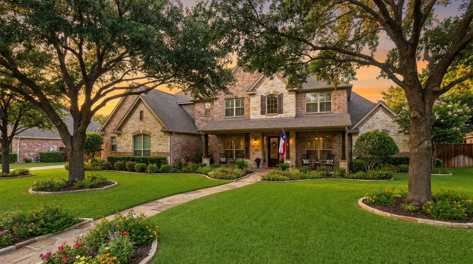Mature trees shading a residential property in the Fort Bend County area